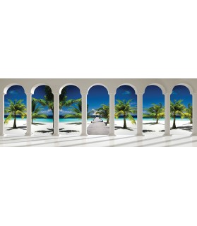 Fotografie tapet Plaja exotica 3D panorama Vlies